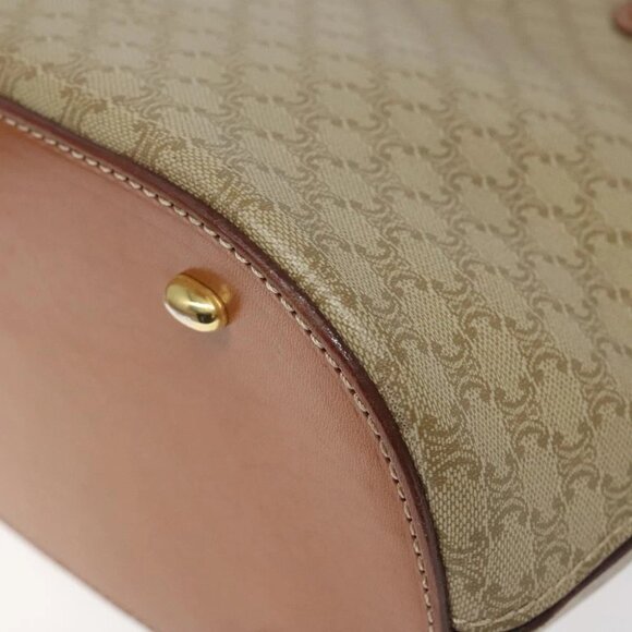 CELINE Macadam Canvas Hand Bag PVC Beige Gold Auth - Picture 7 of 16